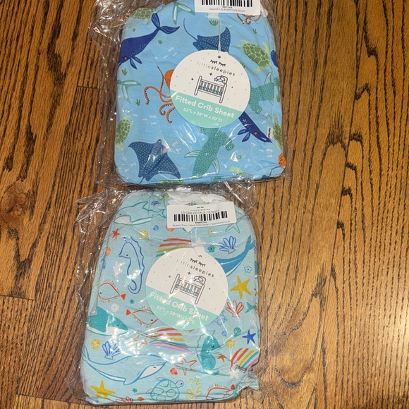Little sleepies bamboo ocean theme crib sheet bundle- includes both sheets NWT